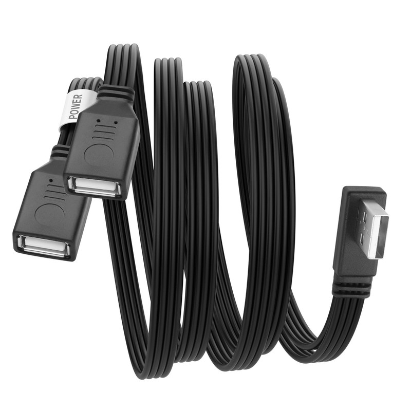 YACSEJAO 90 Degree USB Splitter Cable,USB 2.0 A Male to Double Female Adapter…