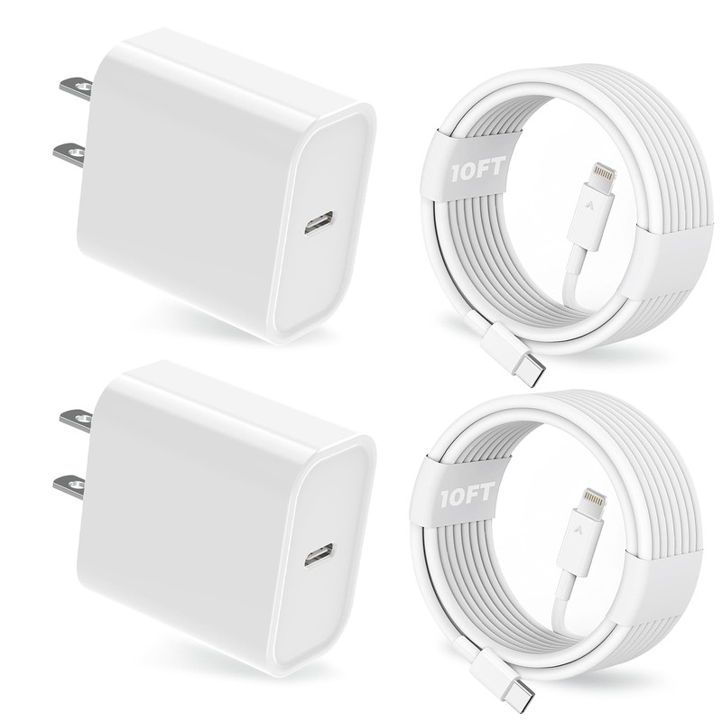 2 Pack 25W USB C Wall Charger Block Fast Adapter with 6ft Type C Cable Cord