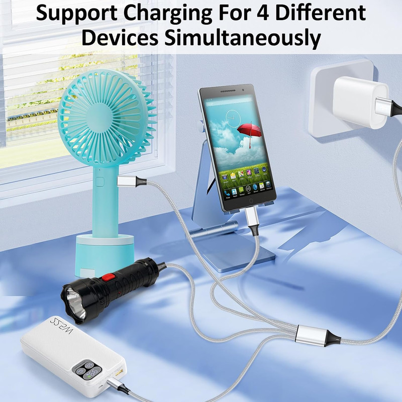 Micro USB Cable, 4-In-2 Multi USB Splitter Charging Cable [2Pack 4Ft], USB A/C t gallery