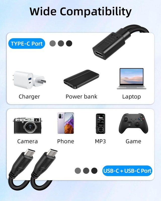 USB C Splitter Charging Cable, USB Type C 1 Female to 2 Male Y Splitter Exten... gallery