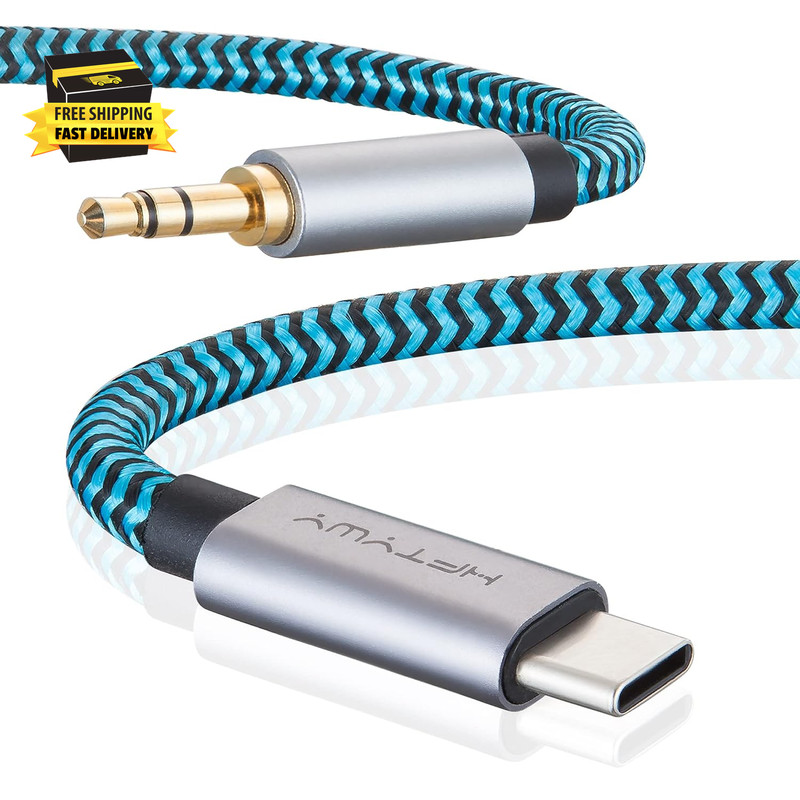 Aux to USB C Cable, 4Ft Nylon Braided Type C to 3.5Mm Audio Cord for Car Stereo, gallery