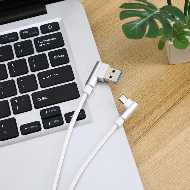 1M USB Micro Cable 90 Degree Data Charger Cord Right Angle 2.4A Braided gallery