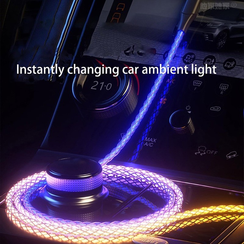 3FT New USB C to USB C Cable RGB LED Light Fast Charging Cord Type C Charger gallery