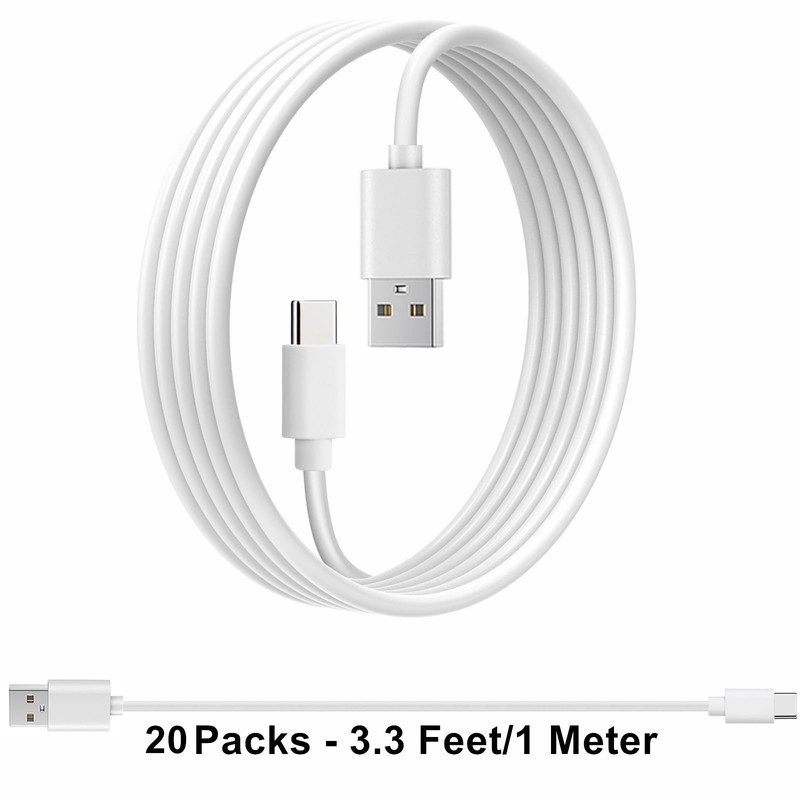 20 Pack Bulk USB C Charger Cable TypeC Charging Cords 3.3 FT White 2.0 gallery