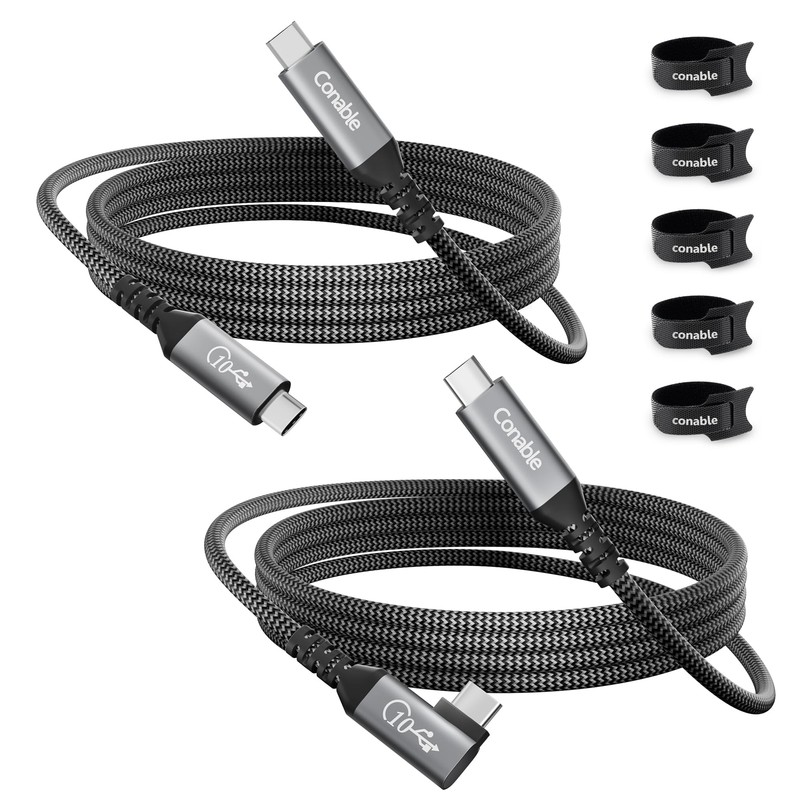USB C to USB C Cable 6 FT 2-Pack Straight + Right Angle USB 3.1 Gen 2 Cable S...