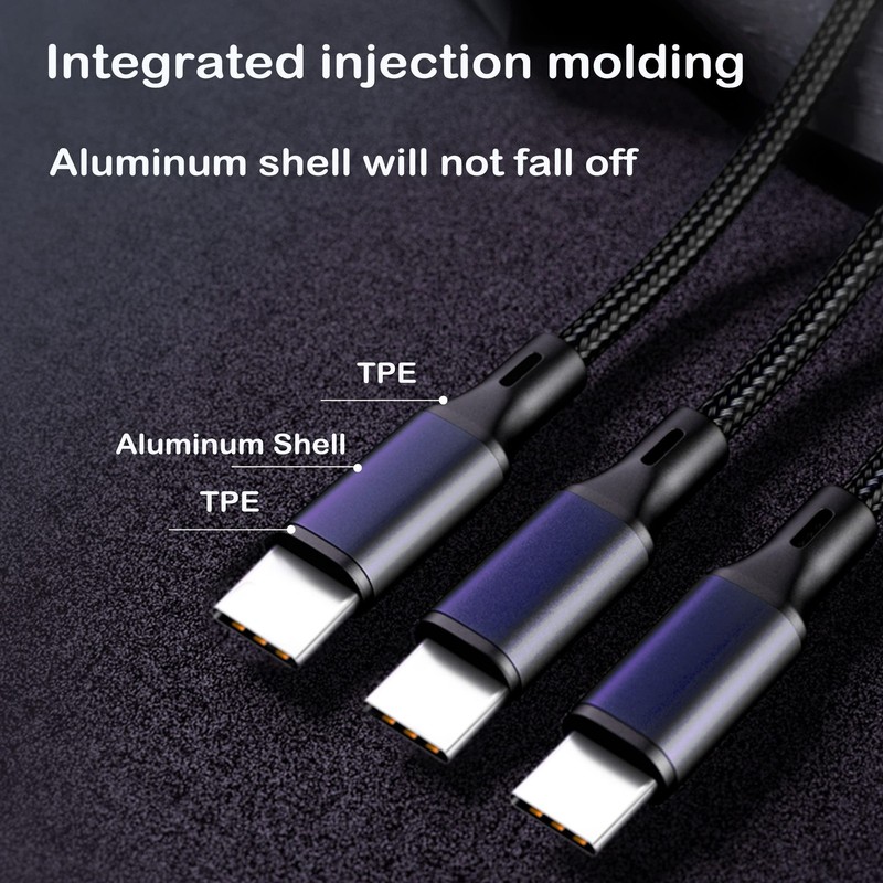 USB C Splitter Cable,USB C Male to 3 Type-C Male Charge Cable,3 in 1 Nylon Br... gallery