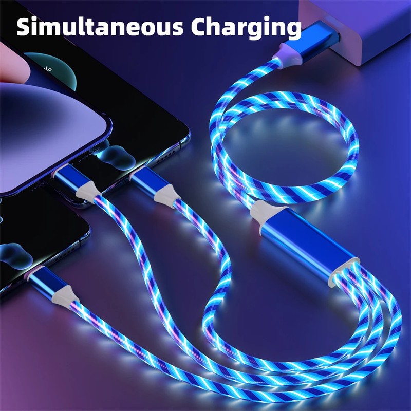 3 in 1 USB Cable for iPhone Fast Charger Charging Cable For Android phone type gallery