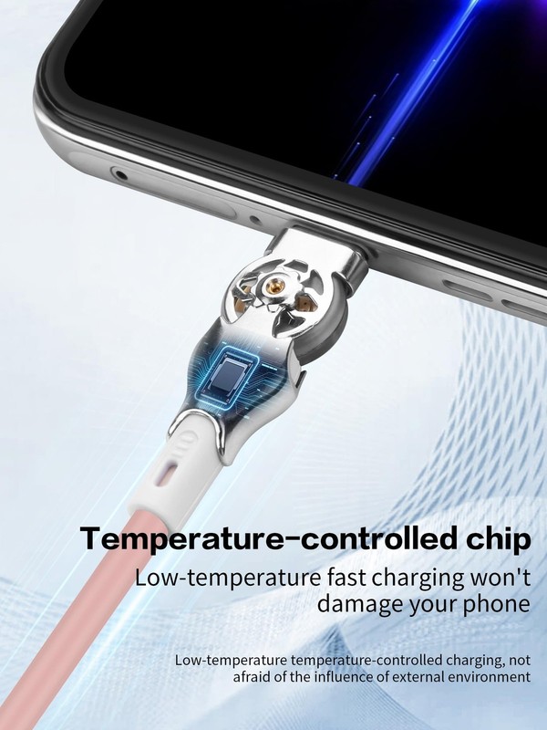 USB A to USB C 180 Rotating Cable 3A Fast Charging Data Sync Pink 6.6FT Cord gallery