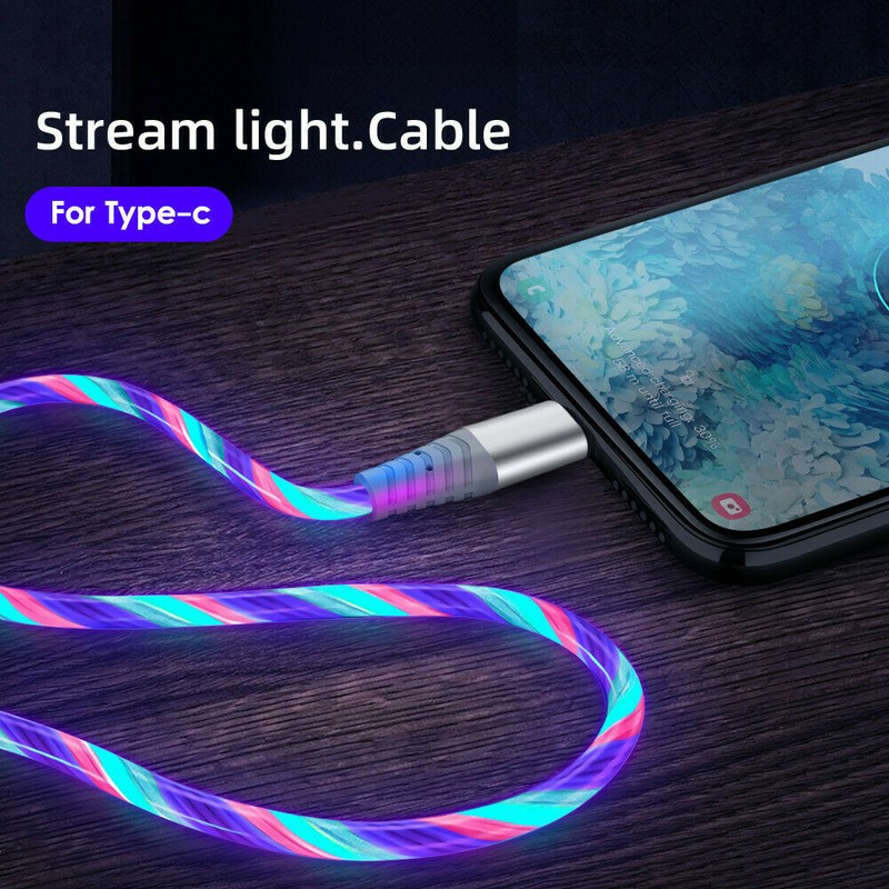 LED Light Up Charging Charger Cable USB Cord Android Type C Phone For Samsung gallery
