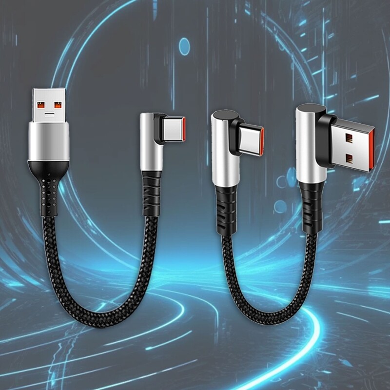 90 Degree Elbow USB to Type C Cable for Rapid Charging and Efficient Data Sync gallery