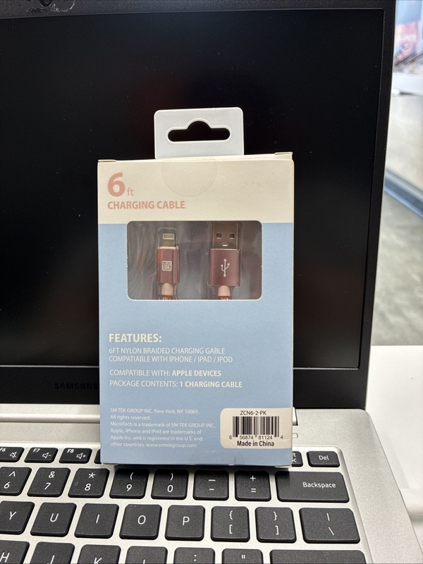 Micro Tech 6ft Charging Cable For iPhone/iPad. Pink gallery