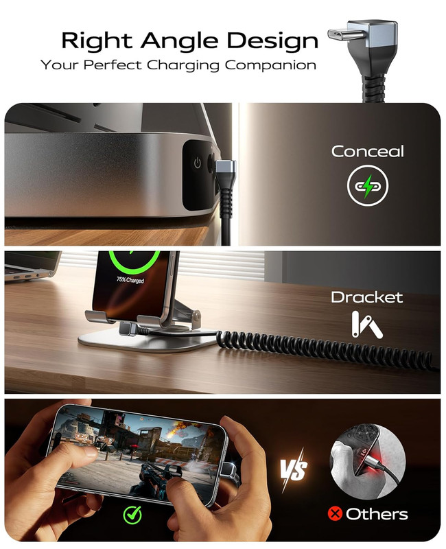 USB C to C Cable for Carpaly/Android Auto, [3FT, 2-Pack] 90 Degree USB C Cable, gallery