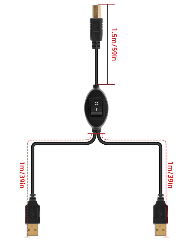 2In1 USB Printer Splitter Cable 2.5M/8.2FT A Male To B Male Toggle Switch gallery