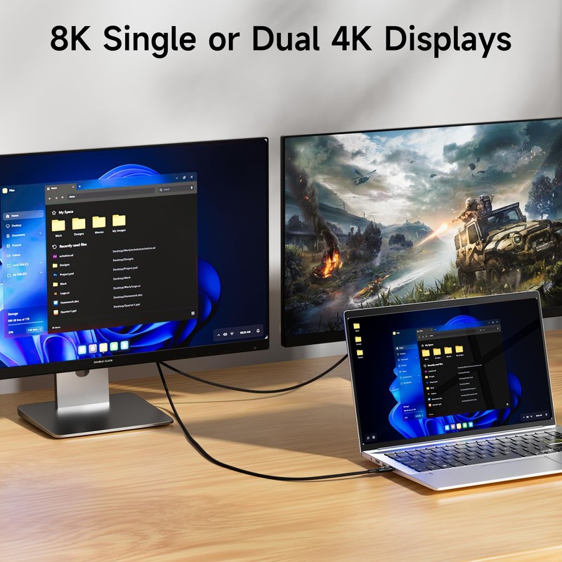 3.3ft 1M USB C to C Cable Thunderbolt 4 3 USB4 40Gbps 240W 8K Video Monitor gallery