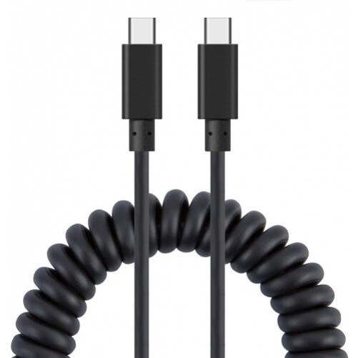 USB-C to TYPE-C Coiled Cable Fast Charger Cord Power Wire for Phones Tablets