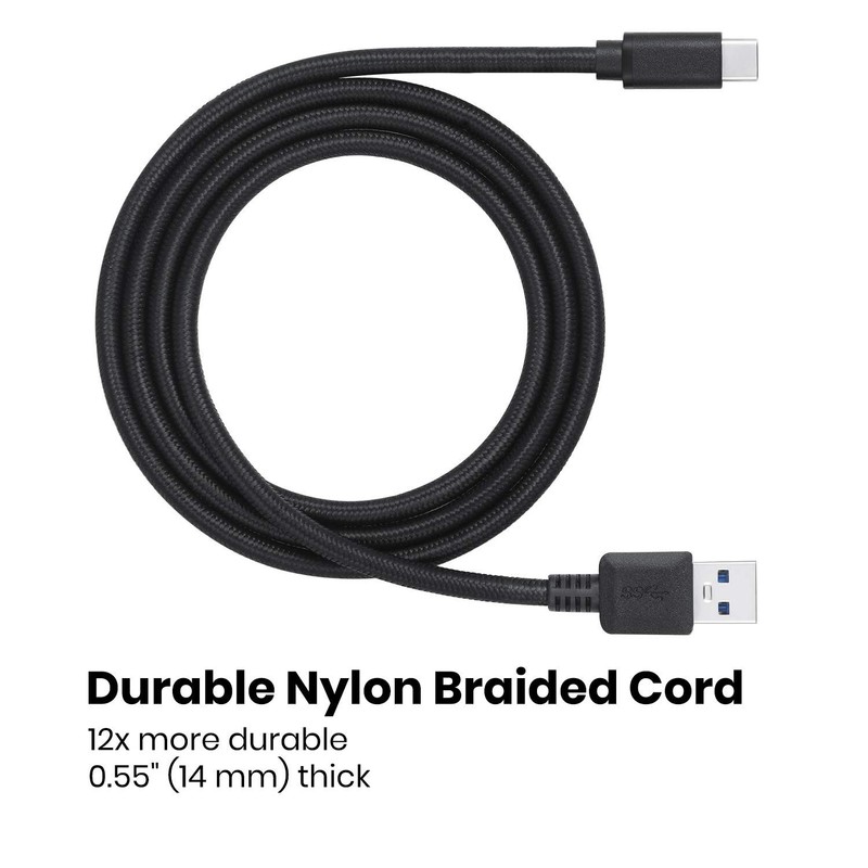 3 Ft. Braided USB Type-C to A Cable for Fast Charging & Data Transfer - Black gallery