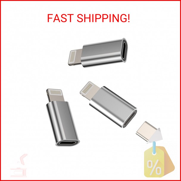 HOYULLI USB C Female to Lightning Male Adapter 3 Pack, Apple MFi Certified, Comp