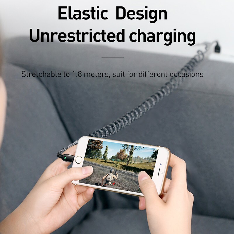 Coiled LED Fast Charging Data Cable Charger For iPhone 14 13 12 11 Pro XS Max SE gallery