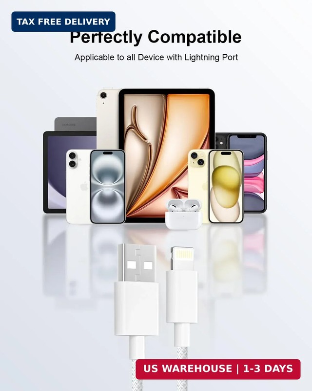 USB to Lightning Cable 3ft 2pack, Apple MFi Certified iPhone Charger Cord Lead N gallery