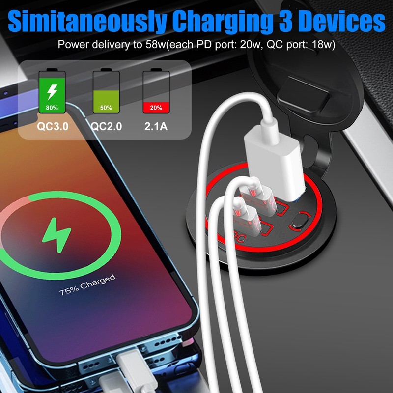 USB Outlet 12V Car Charger Port Cigarette Lighter Socket Charging Plug Adapter gallery