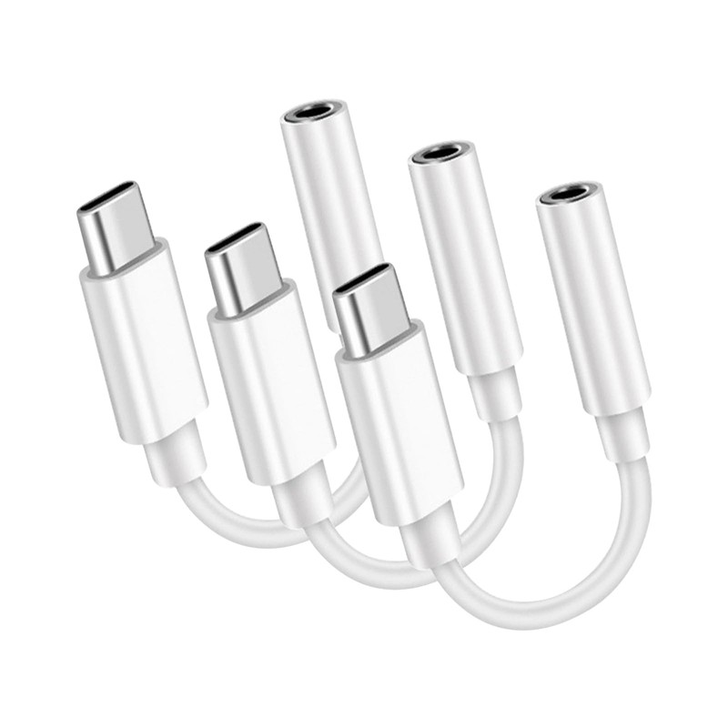 USB C to 3.5mm Headphone Jack Adapter Type C Audio Aux Cable 3pcs, White