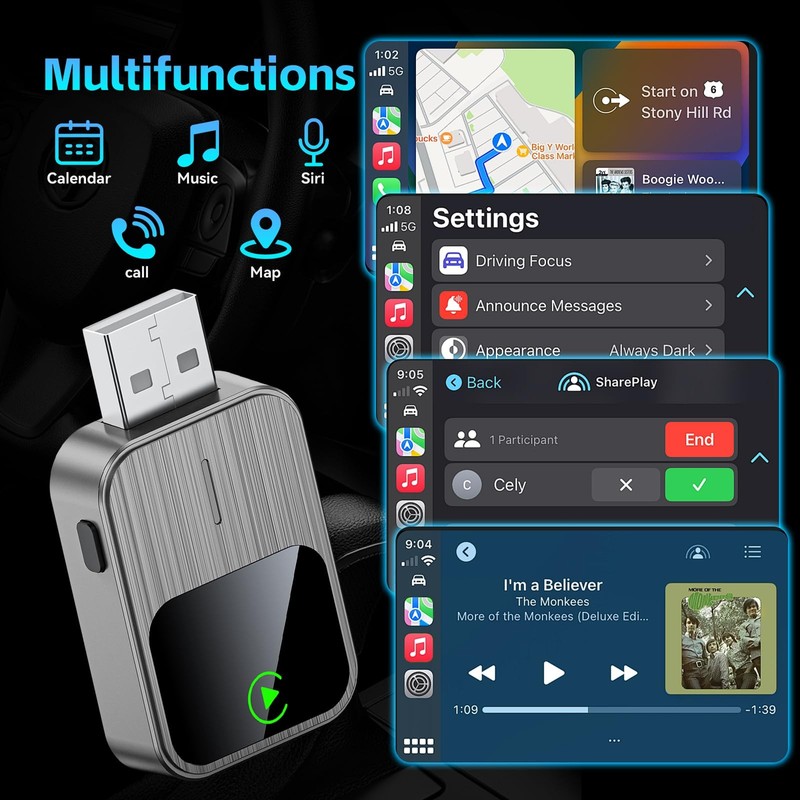 Wireless CarPlay Adapter for iPhone - Wired to Wireless CarPlay,Plug & Play,F... gallery