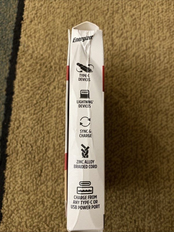 Energizer Universal 6ft Braided Cable 4-in-1 Power Connector 60 Watt PD FreeShip gallery