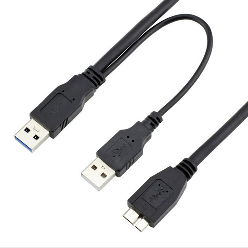 20 In USB 3.0 Dual Power Y Splitter TypeA To MicroB High Speed Data Cable gallery