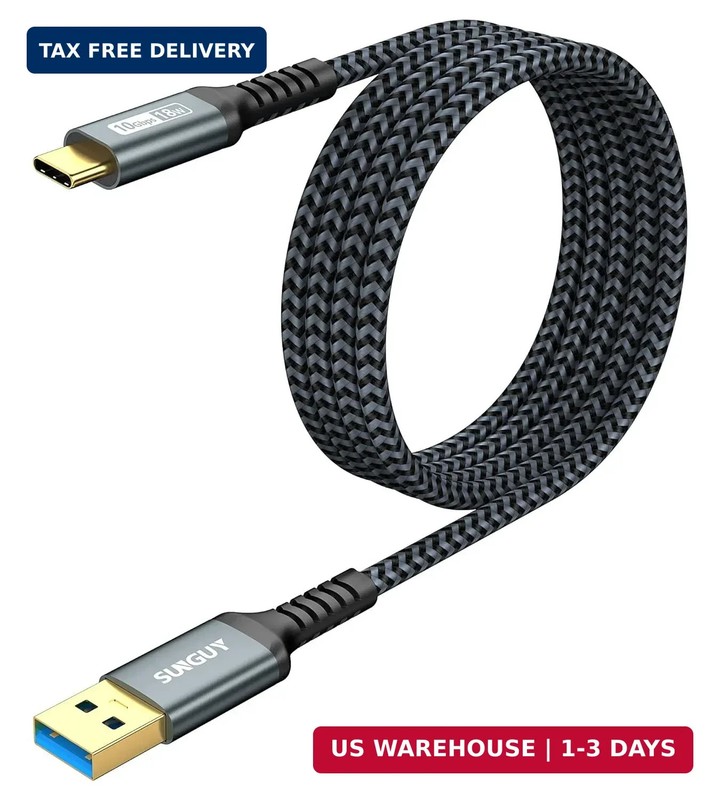 SUNGUY 10Gbps USB C 3.1 Gen 2 Cable, 4FT USB A to USB C 3A Fast Charging & Data