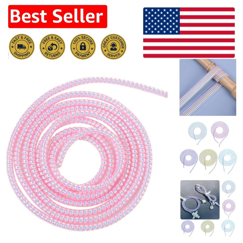 Tangle-Free 1.5m Pink Spiral Cable Protector – Durable and Flexible Design