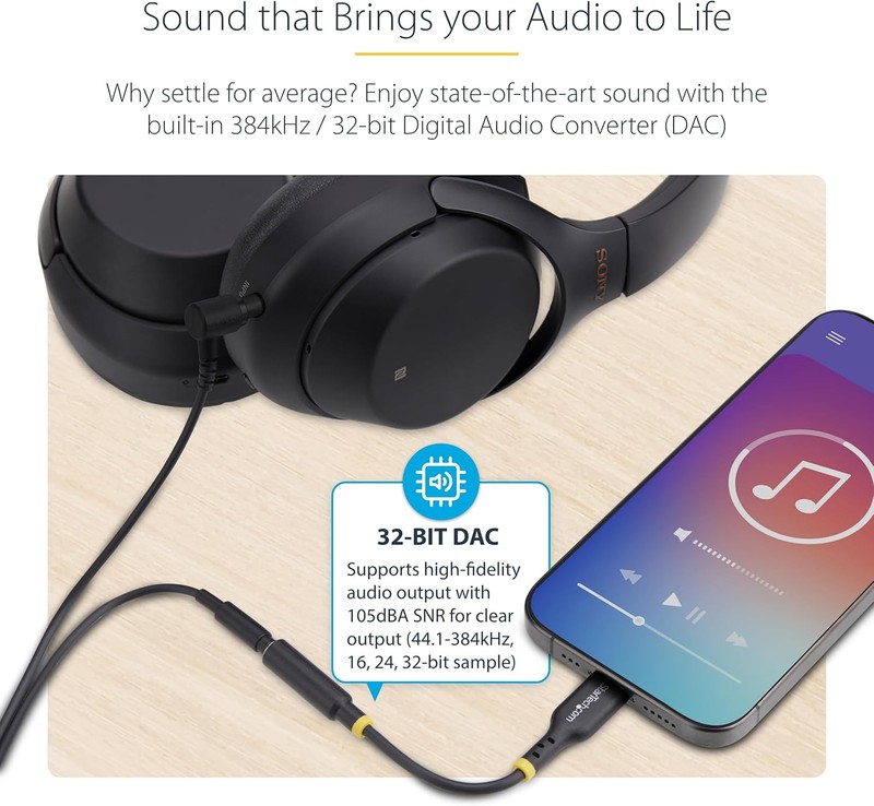 StarTech.com USB-C to 3.5mm TRRS Headphone/Headset Jack Audio Adapter, Black gallery