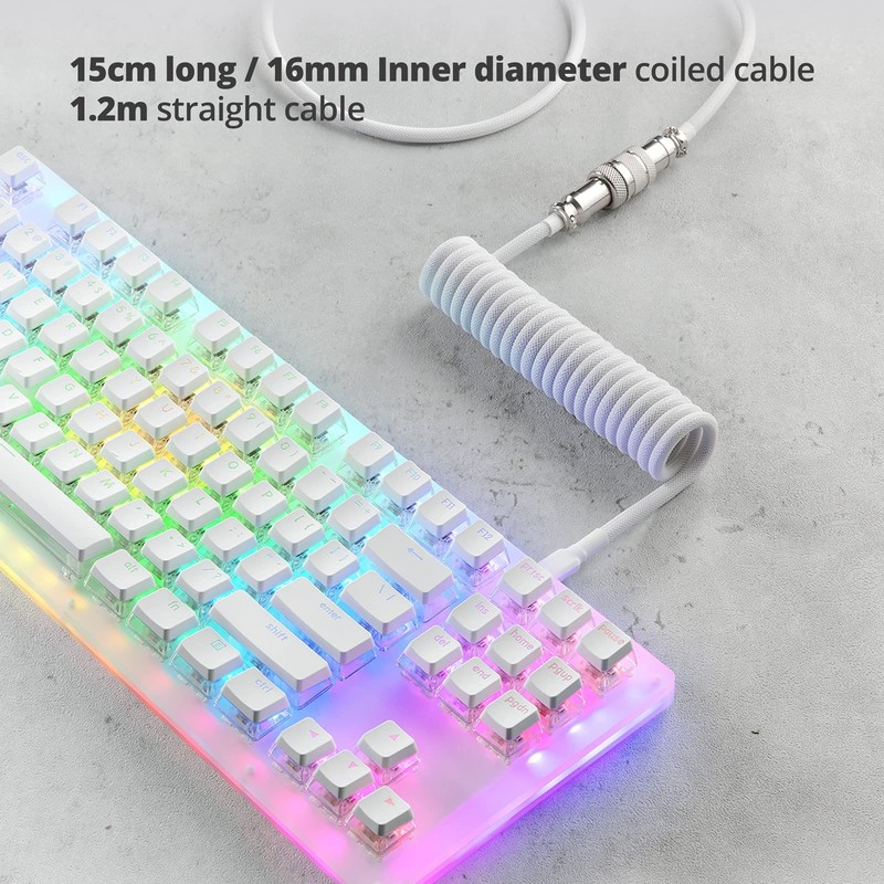 Custom Coiled USB Cable for Gaming Keyboard, Double-Sleeved Mechanical Keyboa... gallery