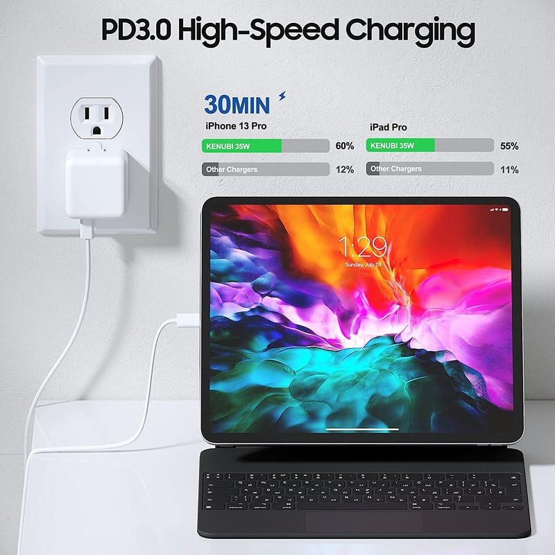 35W USB-C Power Adapter PD Fast Charger Cable For iPhone iPad Samsung gallery