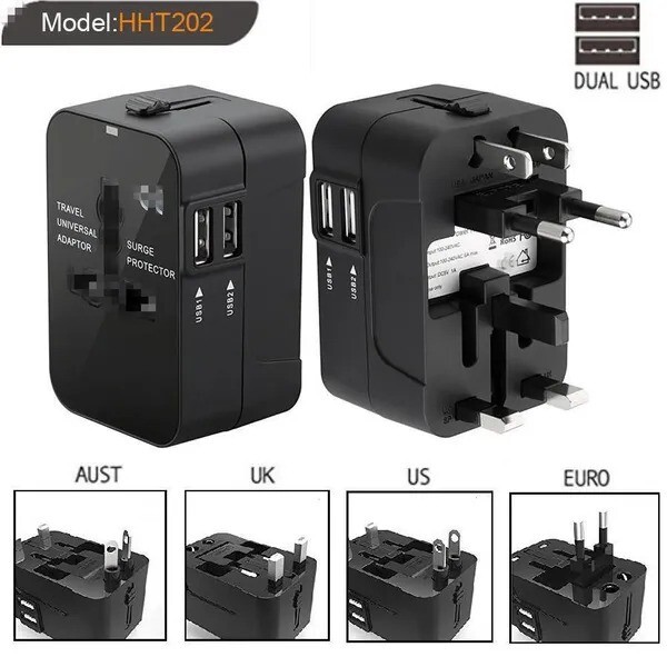 Universal Travel Plug Adapter 2 USB Port World Travel AC Power Charger Adapter gallery