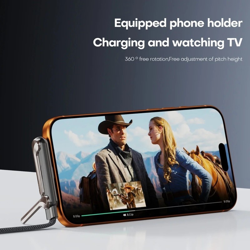 2-in-1 Invisible Holder Charger Cable–240W Fast Charging Cord with Phone Stand gallery