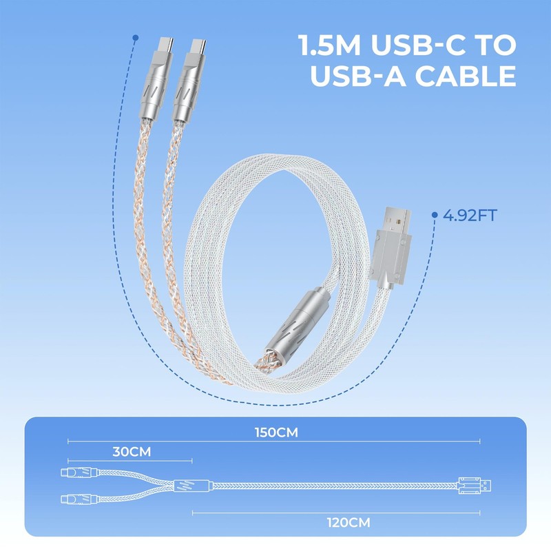 XVX Keyboard Cable, 2-in-1 USB C to USB A Cable for Mechanical Gaming Keyboar... gallery