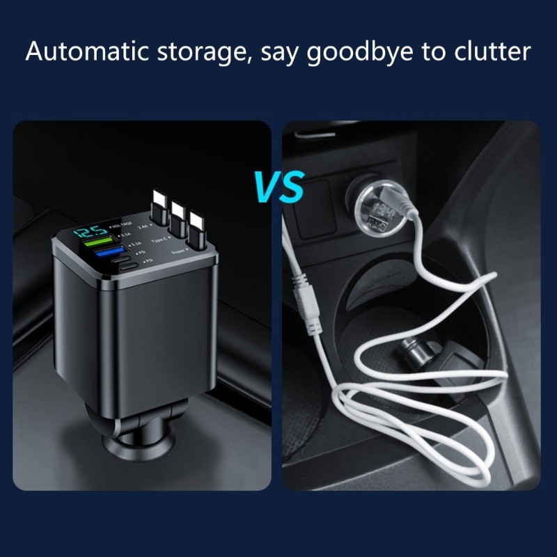 Extendable Car Phone Charges 70cm Retractable Cable Quick Charge for Long Trip gallery