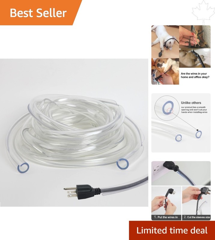 10ft Clear Pet Cord Protector – Flexible and Chew-Resistant Cable Sleeve