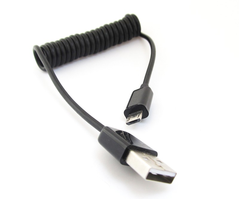 1pc 30cm USB 2.0 A Male to Micro 5P USB Male Extension Spring Retractable Cable gallery