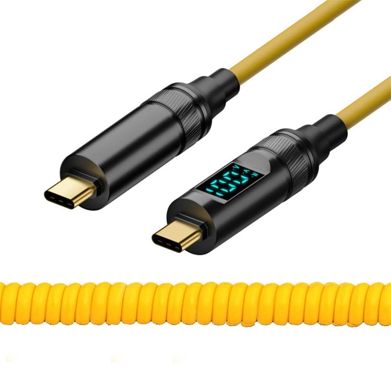 Stretch Coiled USB-USB4 Cable with Display 20Gbps 100W 8K for Laptop Disk -to...