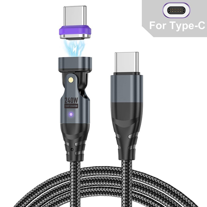 PD 240W Magnetic Type C to USB C Cable 5A Super Fast Charging Data Sync Cable