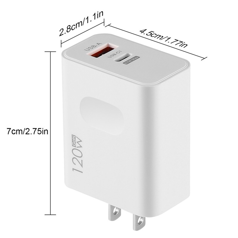 PD 120W 2-Port USB C Fast Wall Charger Block & Cable For iPhone, iPad, Samsung gallery