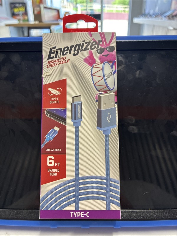 NEW NIP Energizer Micro USB Sync Charging USB Cable 6ft Durable Cord Blue