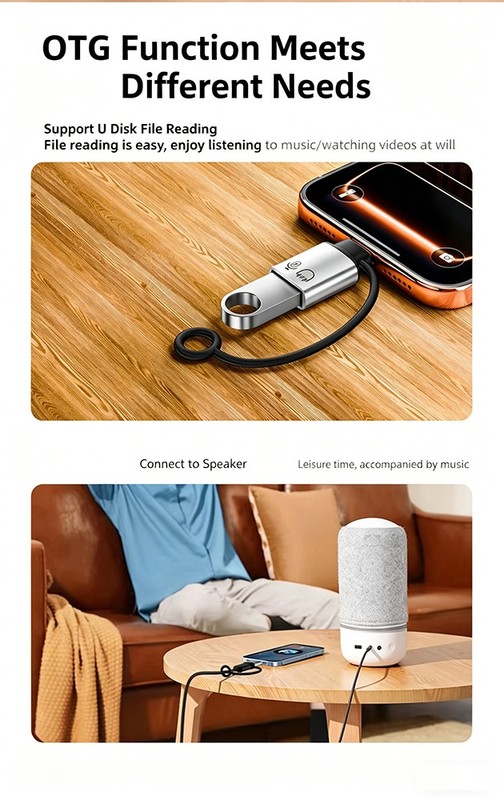 USB Type C to IOS 8 Pin OTG Adapter PD Fast Charging/Data Sync for iPhone iPad gallery