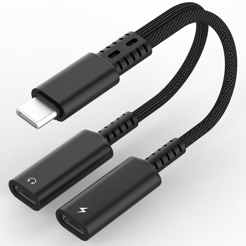USB C Splitter Dual Type C Headphone Jack Audio Adapter And Charger 2in1
