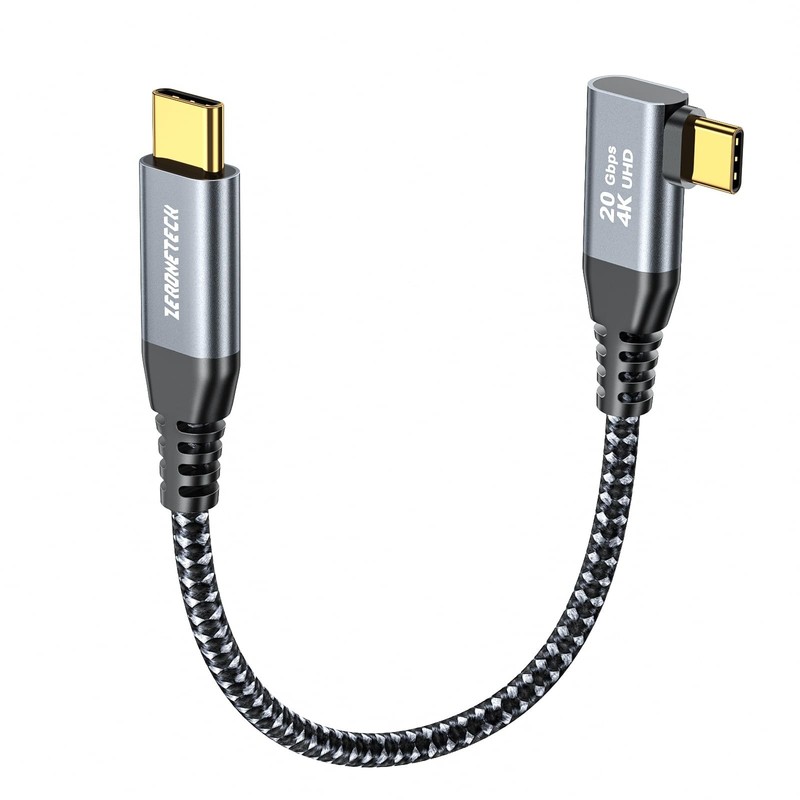 12 inch USB C Cable 1FT, 20Gbps High Speed Data Transfer Short, Right Angle U…