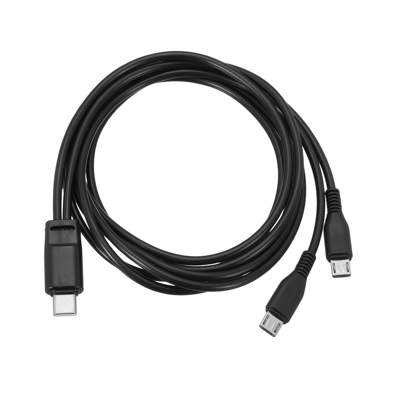 Multi USB Type C Male to 2 Dual Micro USB 2 in 1 Splitter 40”, Black