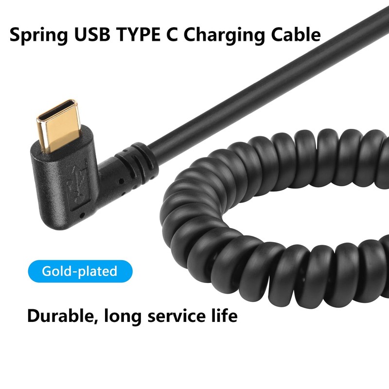 90Degree Down Coiled USB 3.0 To USB C Spring Cable 5Gbps Fast Charge Retractable gallery