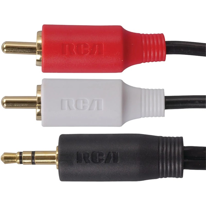 RCA AH205R MP3 3.5mm to 2 RCA Plugs Y-Adapter, 3ft gallery