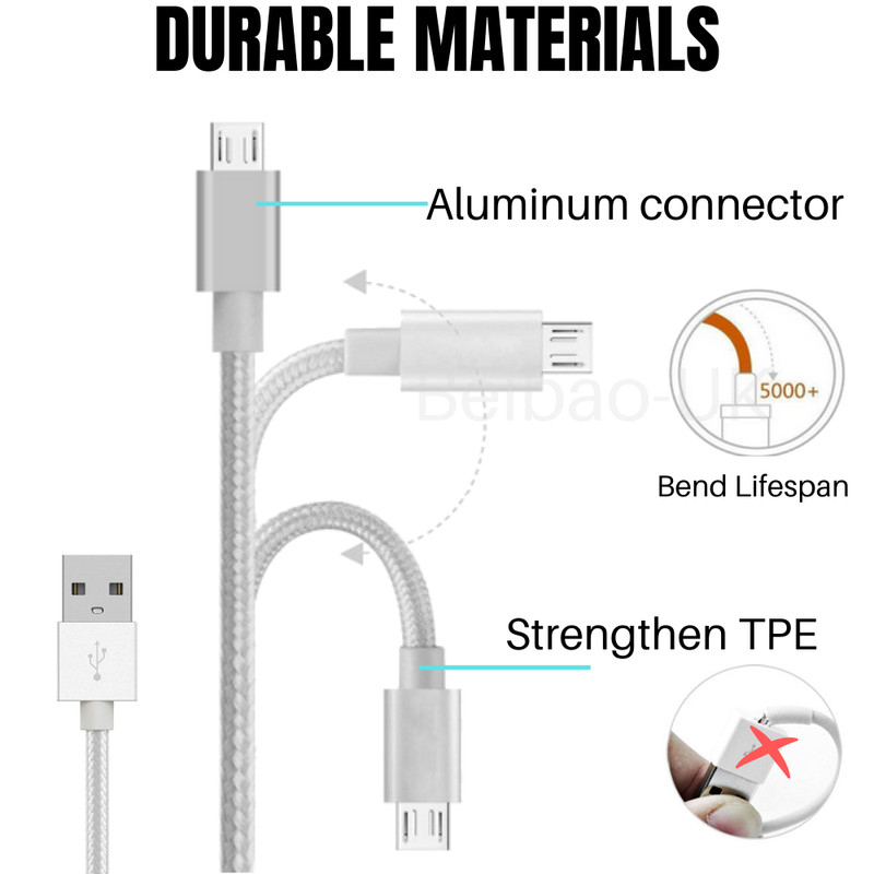 2Pack 10FT Braided Micro USB Charger Cable Fast Charge For Samsung Android Cord gallery